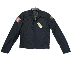 Ralph Lauren Designer Biker Jacket Medium Mens American Flag Classic Luxury